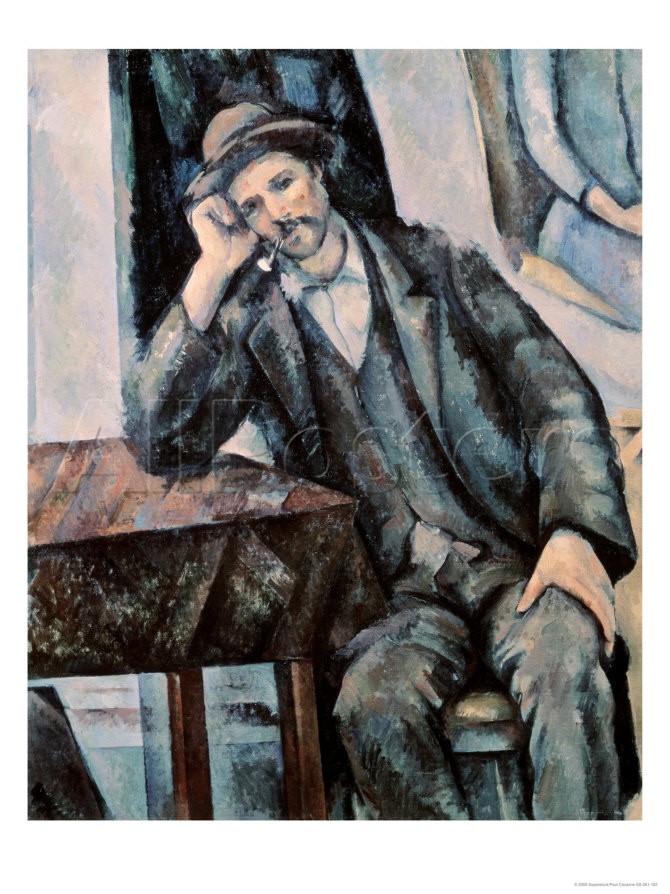 Man Smoking a Pipe - Paul Cezanne Painting